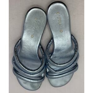 Carrano Sandals Slides Silver Metallic Strappy Size 7